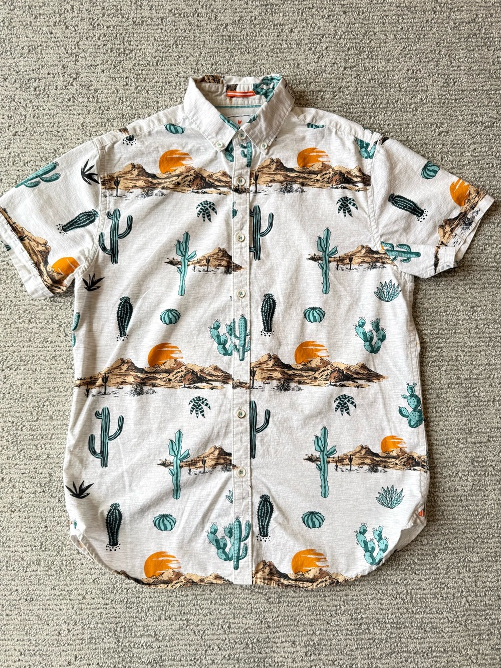 Cactus Man Ricky Singh Desert Print Button Up Shirt Slim Fit Western Size Small
